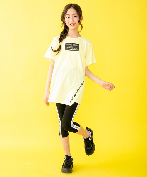 JENNI belle(ジェニィベル)の「【WEB限定】アシメヘムロング丈Tシャツ(Tシャツ/カットソー・キッズ・イエロー/ベージュ/ブラック・130cm/150cm/160cm/140cm)」の8枚目の写真