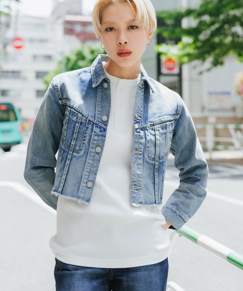 YOUNG&OLSEN The DRYGOODS STORE（ヤングアンドオルセン）の「YOUNG&OLSEN/ヤングアンドオルセン CUT COWBOY JACKET ショートデニムジャケット（デニムジャケット・レディース・ライトブルー・2）」の22枚目の写真