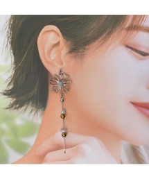 【musk】フラワー×天然石のロングピアス(MA)