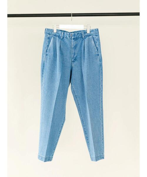 koe（コエ）の「【MENS】デニムタックスラックス*（デニムパンツ・メンズ・ライトインディゴブルー/ワンウォッシュ・M/L）」の3枚目の写真