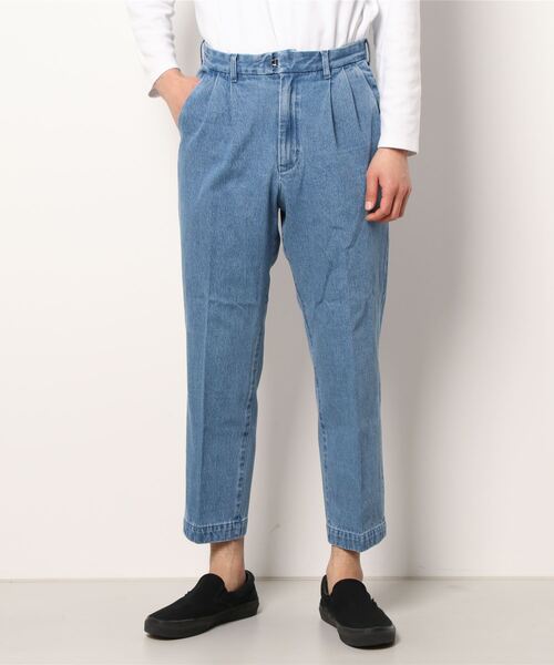 koe（コエ）の「【MENS】デニムタックスラックス*（デニムパンツ・メンズ・ライトインディゴブルー/ワンウォッシュ・M/L）」の6枚目の写真