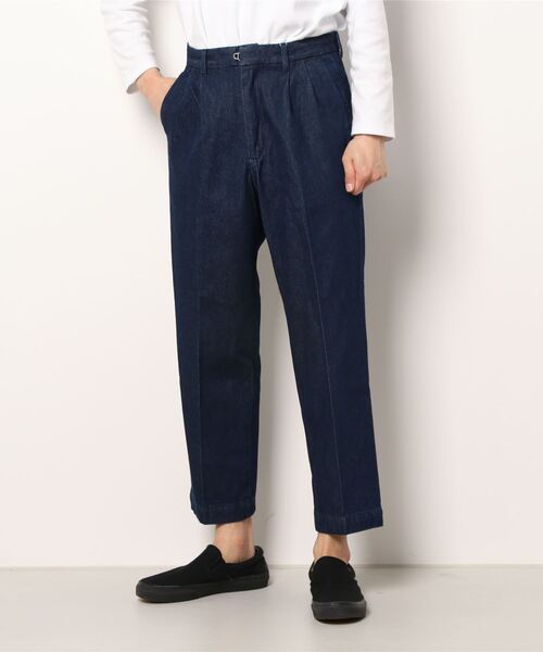 koe（コエ）の「【MENS】デニムタックスラックス*（デニムパンツ・メンズ・ライトインディゴブルー/ワンウォッシュ・M/L）」の5枚目の写真