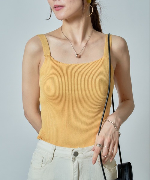 MAISON BREEZE（メゾンブリーズ）の「【MAISON BREEZE】ワイドストラップリブニットキャミソール SCCH140（タンクトップ・レディース・ホワイト/ブラック/グリーン/サックスブルー/イエロー・FREE）」の5枚目の写真