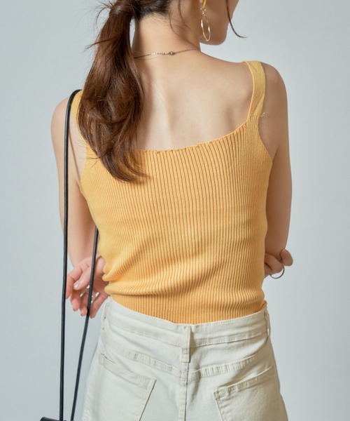 MAISON BREEZE（メゾンブリーズ）の「【MAISON BREEZE】ワイドストラップリブニットキャミソール SCCH140（タンクトップ・レディース・ホワイト/ブラック/グリーン/サックスブルー/イエロー・FREE）」の11枚目の写真