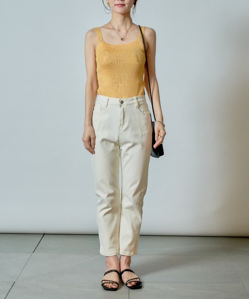 MAISON BREEZE（メゾンブリーズ）の「【MAISON BREEZE】ワイドストラップリブニットキャミソール SCCH140（タンクトップ・レディース・ホワイト/ブラック/グリーン/サックスブルー/イエロー・FREE）」の8枚目の写真