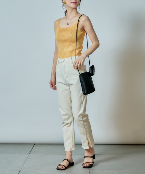 MAISON BREEZE（メゾンブリーズ）の「【MAISON BREEZE】ワイドストラップリブニットキャミソール SCCH140（タンクトップ・レディース・ホワイト/ブラック/グリーン/サックスブルー/イエロー・FREE）」の10枚目の写真