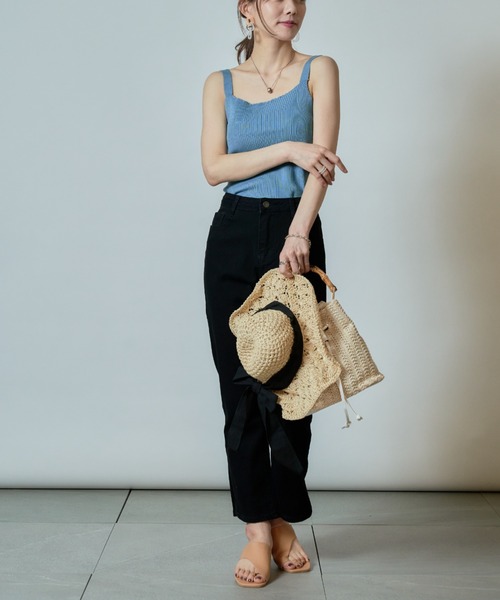 MAISON BREEZE（メゾンブリーズ）の「【MAISON BREEZE】ワイドストラップリブニットキャミソール SCCH140（タンクトップ・レディース・ホワイト/ブラック/グリーン/サックスブルー/イエロー・FREE）」の15枚目の写真