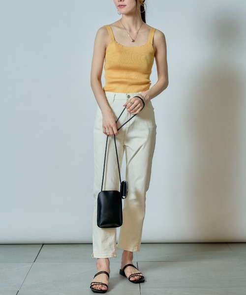 MAISON BREEZE（メゾンブリーズ）の「【MAISON BREEZE】ワイドストラップリブニットキャミソール SCCH140（タンクトップ・レディース・ホワイト/ブラック/グリーン/サックスブルー/イエロー・FREE）」の16枚目の写真