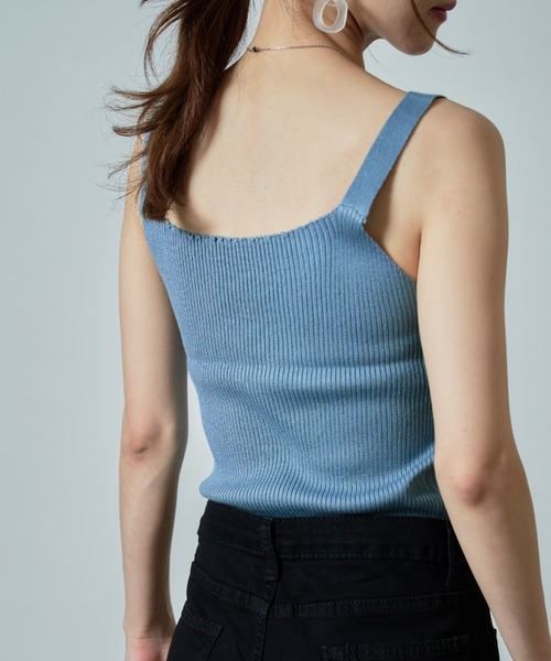 MAISON BREEZE（メゾンブリーズ）の「【MAISON BREEZE】ワイドストラップリブニットキャミソール SCCH140（タンクトップ・レディース・ホワイト/ブラック/グリーン/サックスブルー/イエロー・FREE）」の19枚目の写真