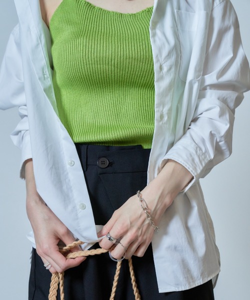 MAISON BREEZE（メゾンブリーズ）の「【MAISON BREEZE】ワイドストラップリブニットキャミソール SCCH140（タンクトップ・レディース・ホワイト/ブラック/グリーン/サックスブルー/イエロー・FREE）」の20枚目の写真