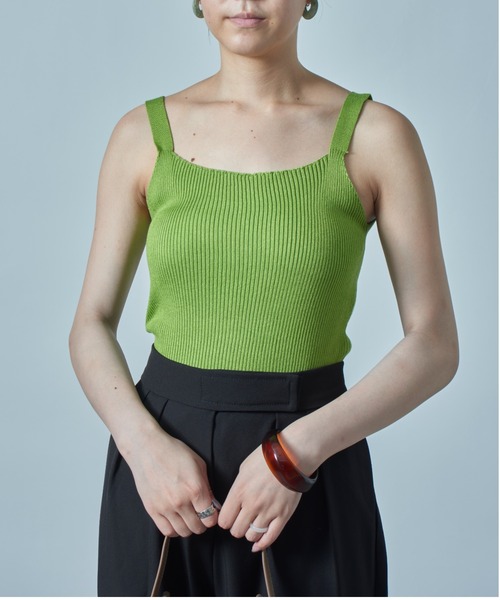 MAISON BREEZE（メゾンブリーズ）の「【MAISON BREEZE】ワイドストラップリブニットキャミソール SCCH140（タンクトップ・レディース・ホワイト/ブラック/グリーン/サックスブルー/イエロー・FREE）」の22枚目の写真