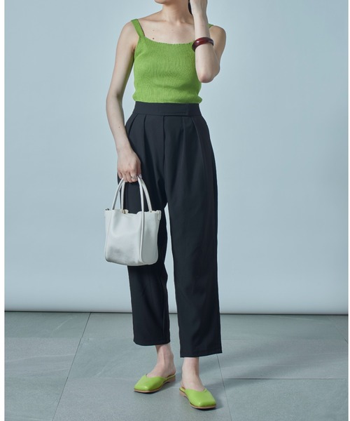 MAISON BREEZE（メゾンブリーズ）の「【MAISON BREEZE】ワイドストラップリブニットキャミソール SCCH140（タンクトップ・レディース・ホワイト/ブラック/グリーン/サックスブルー/イエロー・FREE）」の21枚目の写真