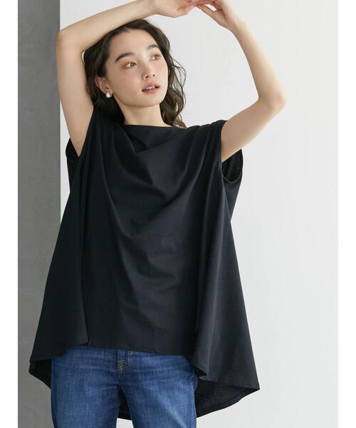 AMERICAN HOLIC（アメリカンホリック）の「サイドスリットフレンチスリーブカットチュニック（Tシャツ/カットソー・レディース・ブラック/ブラウン/オフホワイト/ライトベージュ・M/L）」の16枚目の写真