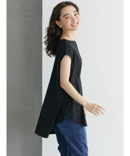 AMERICAN HOLIC（アメリカンホリック）の「サイドスリットフレンチスリーブカットチュニック（Tシャツ/カットソー・レディース・ブラック/ブラウン/オフホワイト/ライトベージュ・M/L）」の17枚目の写真