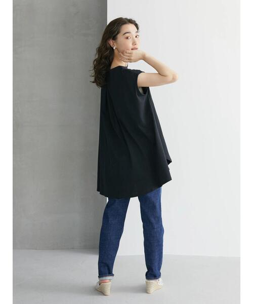 AMERICAN HOLIC（アメリカンホリック）の「サイドスリットフレンチスリーブカットチュニック（Tシャツ/カットソー・レディース・ブラック/ブラウン/オフホワイト/ライトベージュ・M/L）」の22枚目の写真