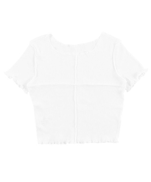 Figments(フィグメンツ)の「オーバーステッチチビTシャツ(Tシャツ/カットソー・レディース・カーキ/ホワイト/ブラック・FREE)」の9枚目の写真