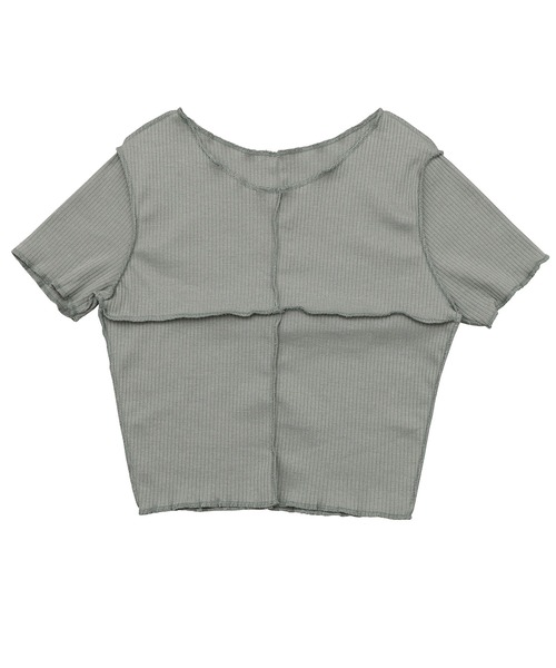 Figments(フィグメンツ)の「オーバーステッチチビTシャツ(Tシャツ/カットソー・レディース・カーキ/ホワイト/ブラック・FREE)」の10枚目の写真