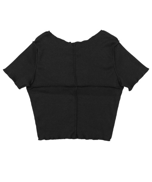 Figments(フィグメンツ)の「オーバーステッチチビTシャツ(Tシャツ/カットソー・レディース・カーキ/ホワイト/ブラック・FREE)」の11枚目の写真