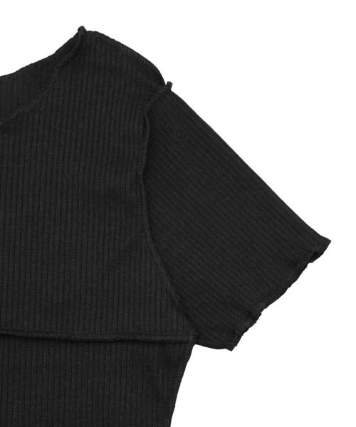 Figments(フィグメンツ)の「オーバーステッチチビTシャツ(Tシャツ/カットソー・レディース・カーキ/ホワイト/ブラック・FREE)」の12枚目の写真