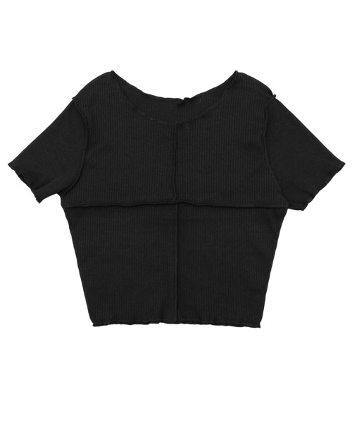 Figments(フィグメンツ)の「オーバーステッチチビTシャツ(Tシャツ/カットソー・レディース・カーキ/ホワイト/ブラック・FREE)」の16枚目の写真