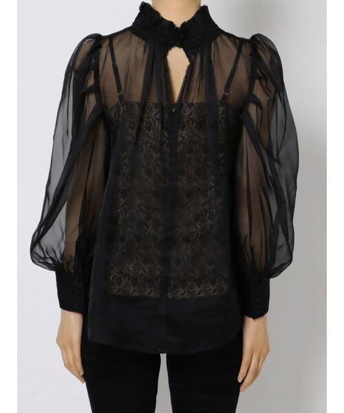 LAGUNAMOON（ラグナムーン）の「シャーリングネックレースキャミシアーブラウス（シャツ/ブラウス・レディース・ブラック/ベージュ/グリーン・FREE）」の6枚目の写真