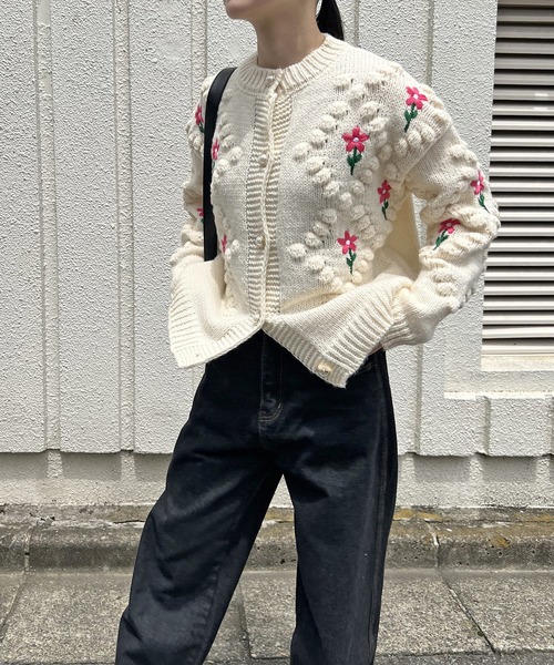 Jewelobe（ジュエローブ）の「花刺繍レトロモコモコカーディガン（カーディガン/ボレロ・レディース・アイボリー・FREE）」の12枚目の写真