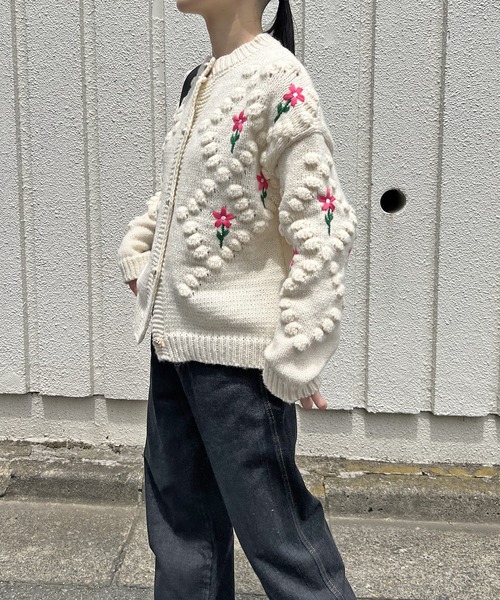 Jewelobe（ジュエローブ）の「花刺繍レトロモコモコカーディガン（カーディガン/ボレロ・レディース・アイボリー・FREE）」の13枚目の写真