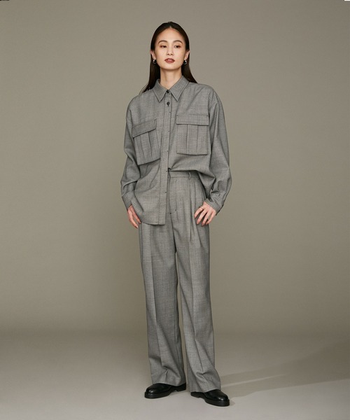 NANO universe（ナノユニバース）の「LB.01/バーズアイ2タックパンツ（スラックス・レディース・ブラック・Ⅰ/Ⅱ）」の4枚目の写真