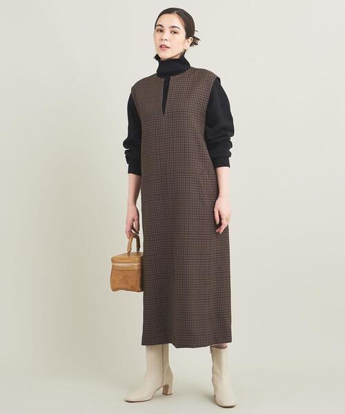 BEAUTY&YOUTH UNITED ARROWS（ビューティーアンドユースユナイテッドアローズ）の「キーネック フロントスリット ジャンパースカート（ジャンパースカート・レディース・ブラック/ダークブラウン/ベージュ/その他1/ブラウン・S/M/XS）」の12枚目の写真