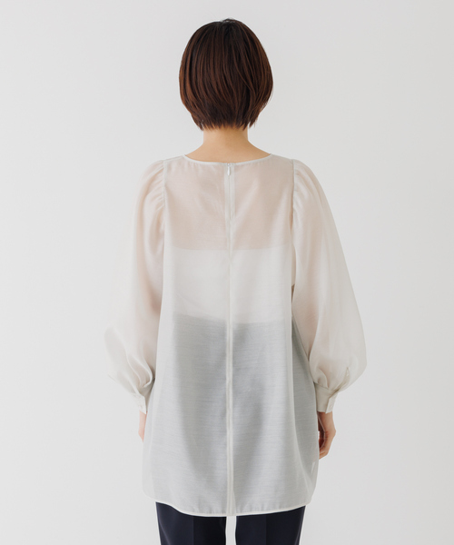 Rouge vif(ルージュヴィフ)の「シアーパフスリーブブラウス(シャツ/ブラウス・レディース・ブラック/ベージュ/オフホワイト・フリー)」の12枚目の写真