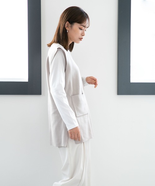 NANO universe（ナノユニバース）の「LB.04/Vネックニットベスト&Tシャツ アンサンブル（ベスト・レディース・ブラック/ベージュ/グリーン・FREE）」の17枚目の写真
