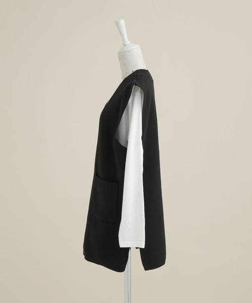 NANO universe（ナノユニバース）の「LB.04/Vネックニットベスト&Tシャツ アンサンブル（ベスト・レディース・ブラック/ベージュ/グリーン・FREE）」の12枚目の写真