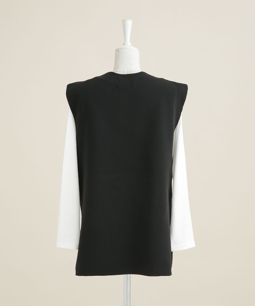 NANO universe（ナノユニバース）の「LB.04/Vネックニットベスト&Tシャツ アンサンブル（ベスト・レディース・ブラック/ベージュ/グリーン・FREE）」の22枚目の写真