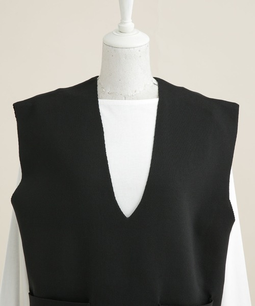 NANO universe（ナノユニバース）の「LB.04/Vネックニットベスト&Tシャツ アンサンブル（ベスト・レディース・ブラック/ベージュ/グリーン・FREE）」の18枚目の写真