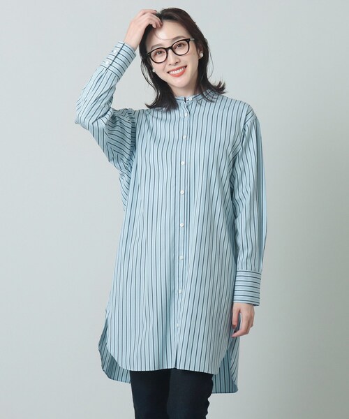 UNTITLED（アンタイトル）の「◆【一枚着からレイヤードまで】セーヌコットンブロード チュニックシャツ＜洗える／防シワ加工／カラバリ豊富＞（チュニック・レディース・サックスブルー系2/サックスブルー/オフホワイト・48/00/04/01/44/02/03）」の3枚目の写真