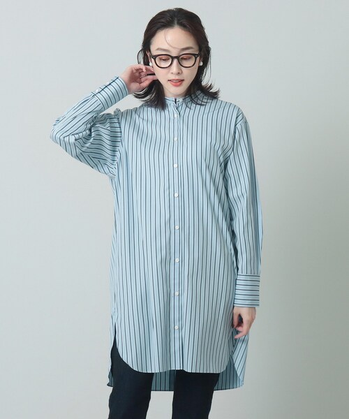 UNTITLED（アンタイトル）の「◆【一枚着からレイヤードまで】セーヌコットンブロード チュニックシャツ＜洗える／防シワ加工／カラバリ豊富＞（チュニック・レディース・サックスブルー系2/サックスブルー/オフホワイト・48/00/04/01/44/02/03）」の14枚目の写真