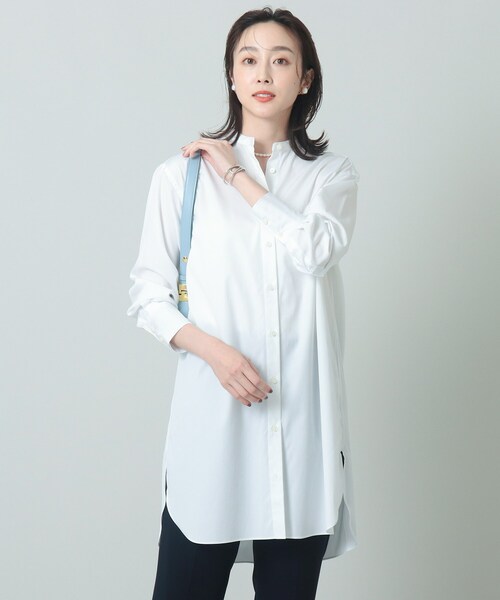 UNTITLED（アンタイトル）の「◆【一枚着からレイヤードまで】セーヌコットンブロード チュニックシャツ＜洗える／防シワ加工／カラバリ豊富＞（チュニック・レディース・サックスブルー系2/サックスブルー/オフホワイト・48/00/04/01/44/02/03）」の19枚目の写真