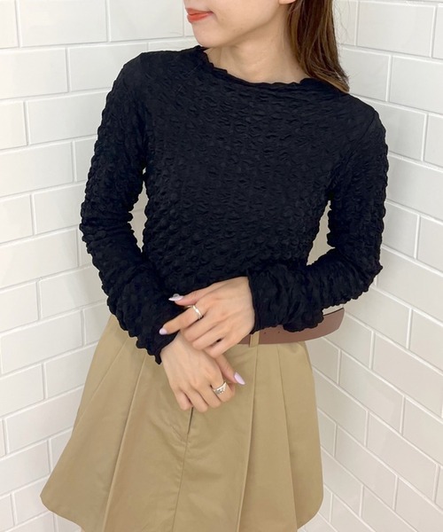 OLIVE des OLIVE（オリーブデオリーブ）の「ぽこぽこインナー（Tシャツ/カットソー・レディース・オフホワイト/ブラック・FREE）」の13枚目の写真