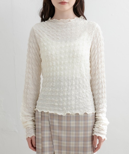 OLIVE des OLIVE（オリーブデオリーブ）の「ぽこぽこインナー（Tシャツ/カットソー・レディース・オフホワイト/ブラック・FREE）」の16枚目の写真