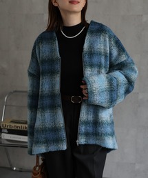 セール】ノーカラーコート（ブルー・ネイビー/青色系）ファッション