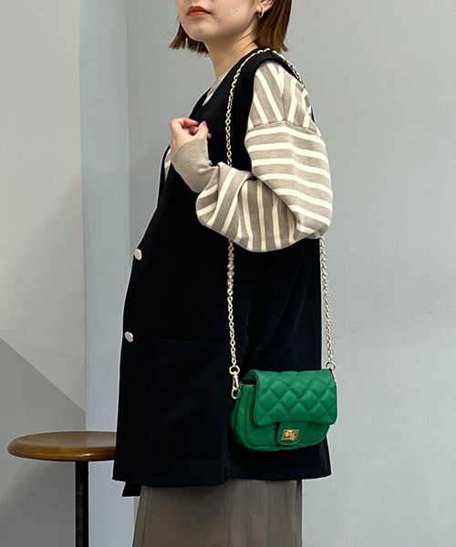 un dix cors（アンディコール）の「チェーンキルティングバッグ（ショルダーバッグ・レディース・ブラック/ホワイト/グリーン/ブルー・FREE）」の18枚目の写真