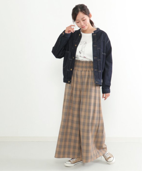 LBC(エルビーシー)の「チェックギャザーワイドパンツ(その他パンツ・レディース・ブラック/ベージュ/グレー・M)」の15枚目の写真