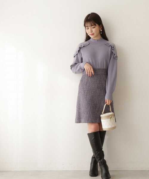 PROPORTION BODY DRESSING(プロポーションボディドレッシング)の「ニュアンスツイード台形ミニスカート / 1213120110(スカート・レディース・ブラック系その他/ブルー系その他・SMALL/MEDIUM/X-SMALL)」の16枚目の写真