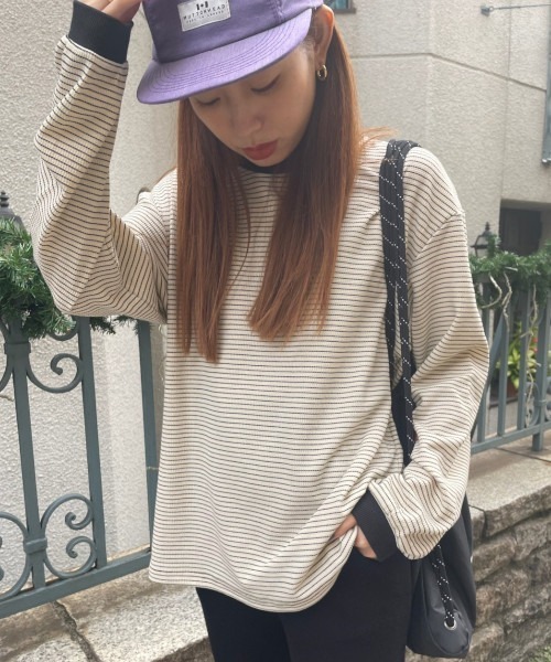 GIMME GIMME（ギミーギミー）の「ボーダーロングスリーブプルオーバー gimw22a007（Tシャツ/カットソー・レディース・アイボリー・FREE）」の5枚目の写真