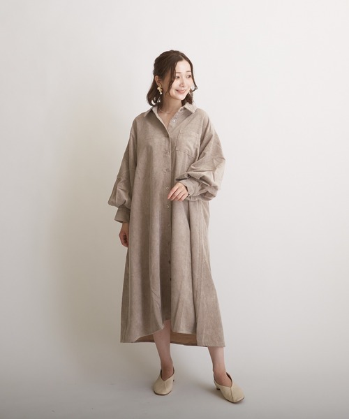 PAPAVER(パパヴェル)の「【papaver】8Wコールバルーン袖OP(ワンピース・レディース・グレイッシュベージュ/チャコールグレー/アイボリー/ブルー系その他・MEDIUM)」の13枚目の写真