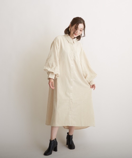 PAPAVER(パパヴェル)の「【papaver】8Wコールバルーン袖OP(ワンピース・レディース・グレイッシュベージュ/チャコールグレー/アイボリー/ブルー系その他・MEDIUM)」の7枚目の写真