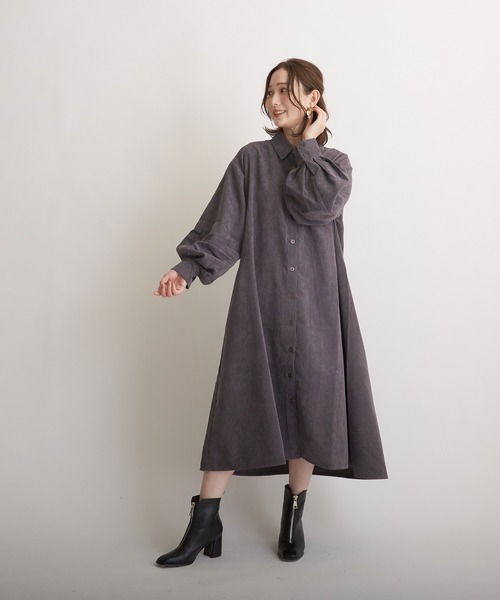 PAPAVER(パパヴェル)の「【papaver】8Wコールバルーン袖OP(ワンピース・レディース・グレイッシュベージュ/チャコールグレー/アイボリー/ブルー系その他・MEDIUM)」の10枚目の写真