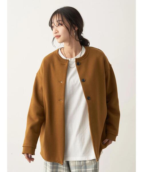 CRAFT STANDARD BOUTIQUE(クラフトスタンダードブティック)の「クルーネック裏起毛カーディガン(カーディガン/ボレロ・レディース・アイボリー/ブラック/カーキ/キャメル・FREE)」の7枚目の写真