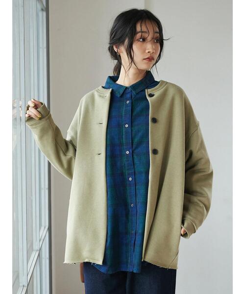 CRAFT STANDARD BOUTIQUE(クラフトスタンダードブティック)の「クルーネック裏起毛カーディガン(カーディガン/ボレロ・レディース・アイボリー/ブラック/カーキ/キャメル・FREE)」の8枚目の写真