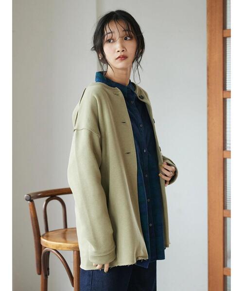 CRAFT STANDARD BOUTIQUE(クラフトスタンダードブティック)の「クルーネック裏起毛カーディガン(カーディガン/ボレロ・レディース・アイボリー/ブラック/カーキ/キャメル・FREE)」の10枚目の写真